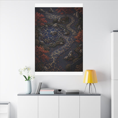 Moonlit Garden Gold Vein Canvas Art | Resilient Kintsugi Art