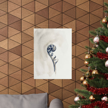 Fern Unfurling Watercolor Wall Art Print | Earthy Japandi Art