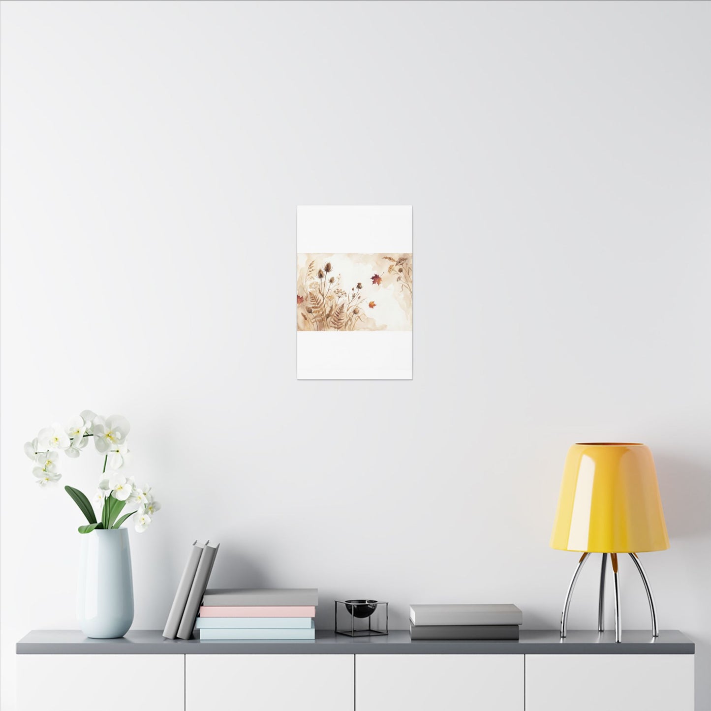 Dried Flowers Canvas Art | Autumn Japandi Watercolor Art