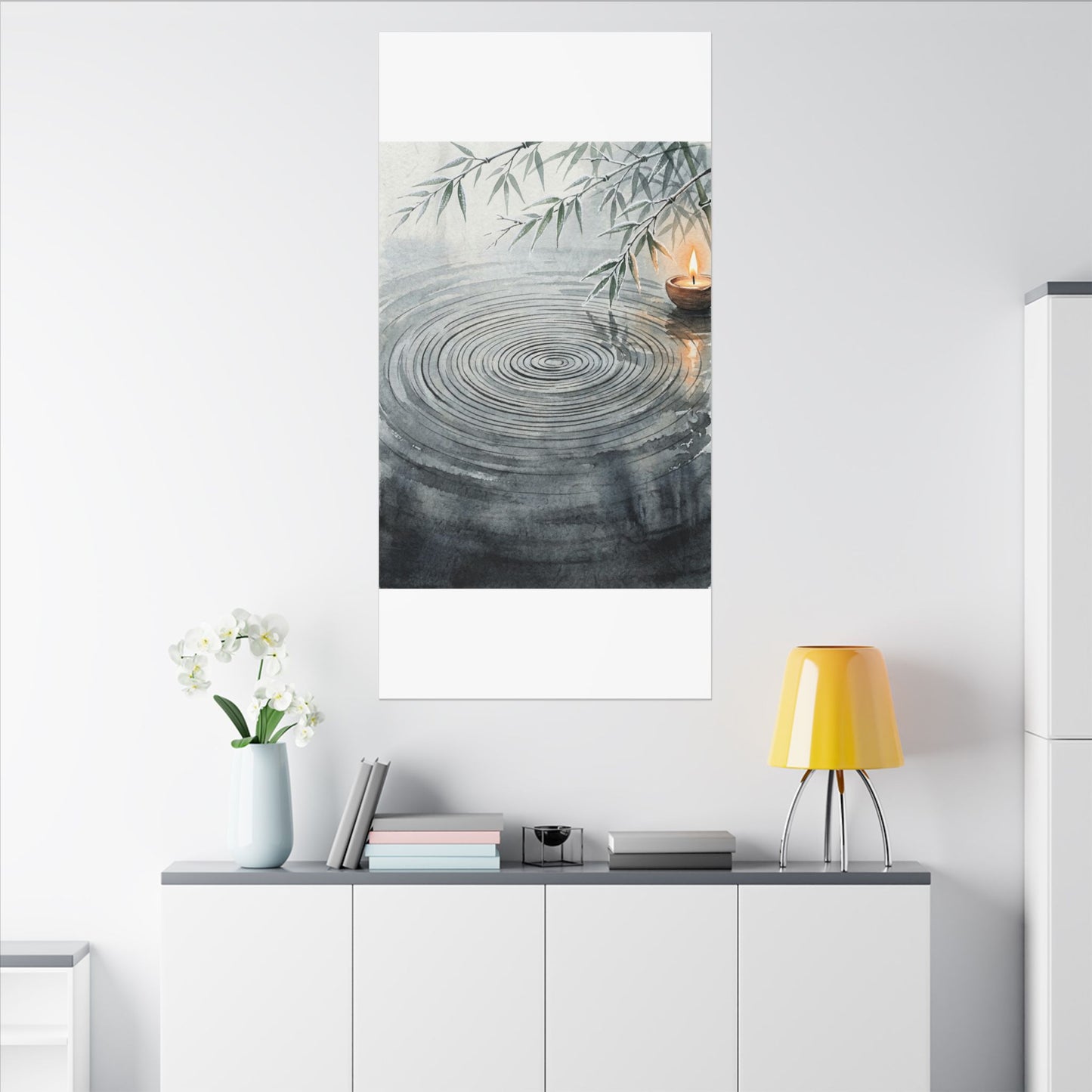 Water Ripple Sumi E Canvas Art | Calm Zen Art