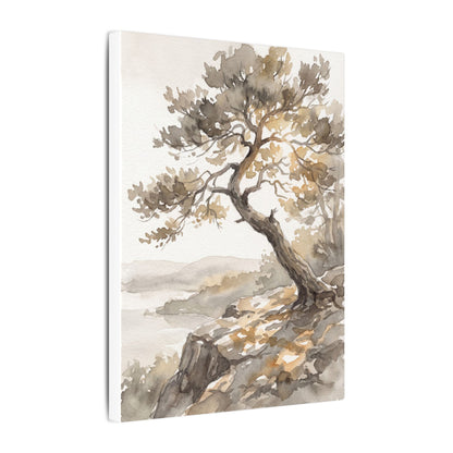 Pine Tree Watercolor Canvas Art | Elegant Japandi Art
