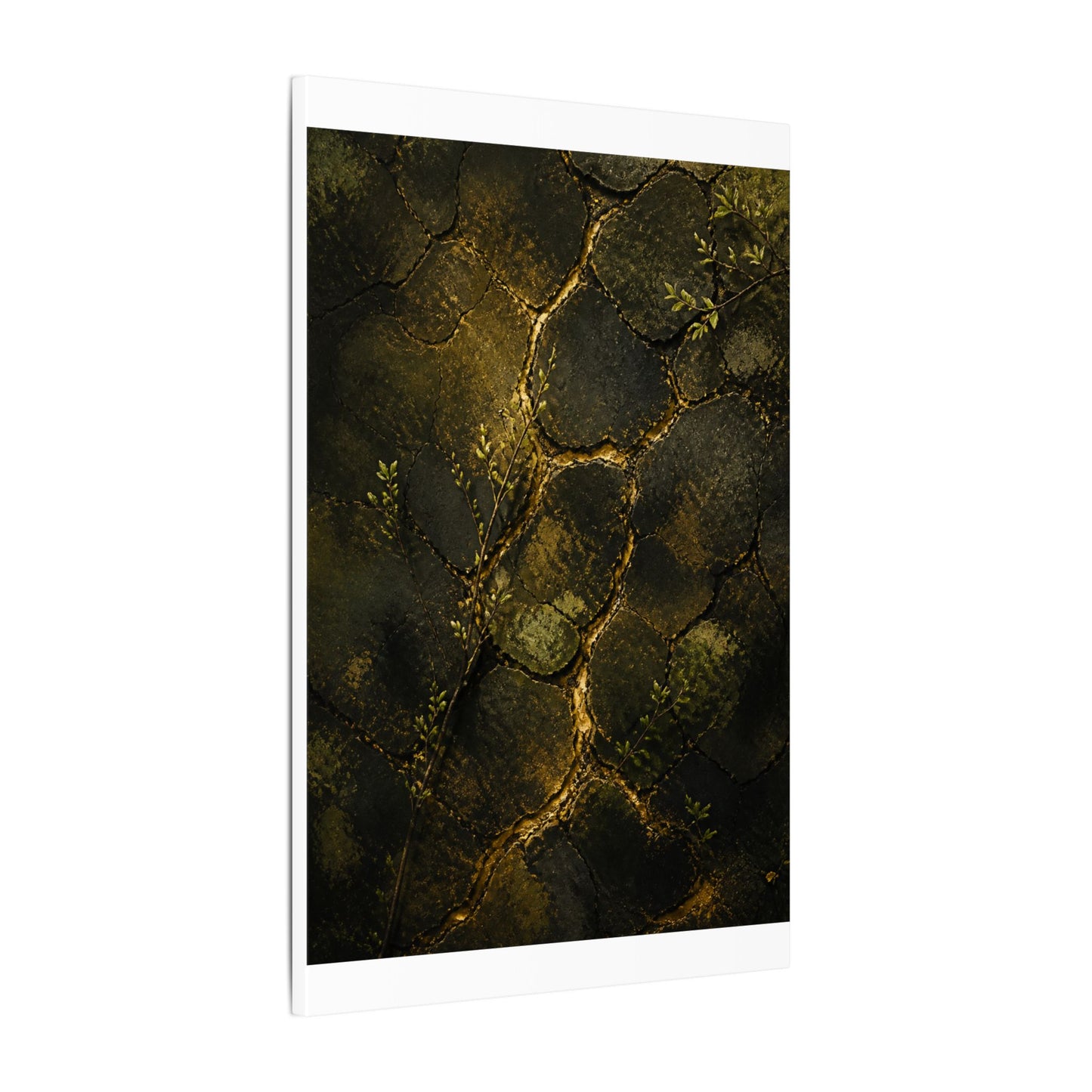 Shibui Cracked Earth Canvas Art - Dark Japandi Dark Texture