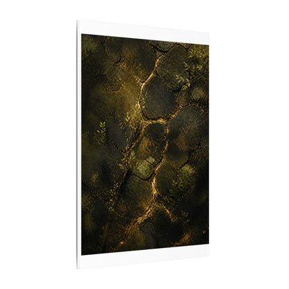 Shibui Cracked Earth Canvas Art - Dark Japandi Dark Texture