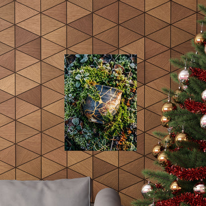 Winter Moss Close Up Gold Repair Wall Art Print | Beautiful Decor