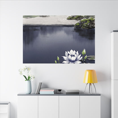 Lotus Flower Karesansui Canvas Art | Tranquil Zen Art