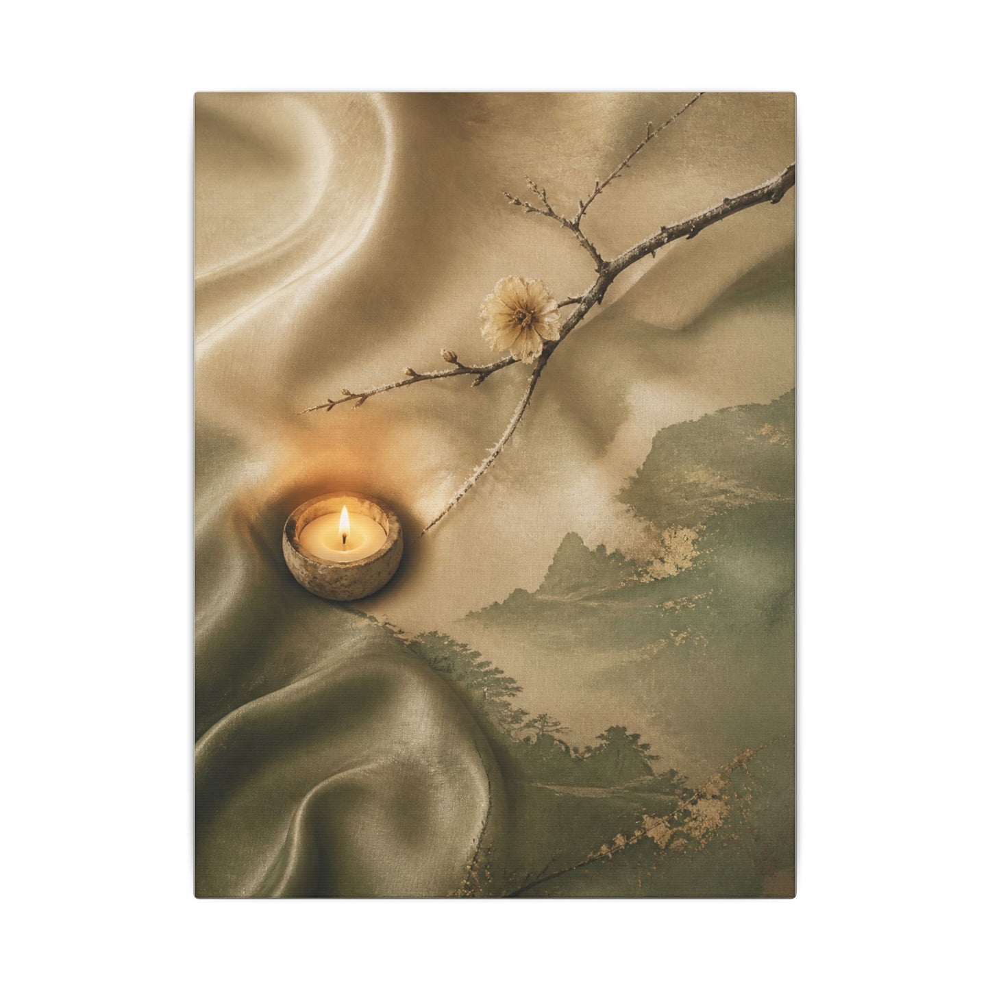 Silk Drape Japanese Pattern Canvas Art | Warm Japandi Art