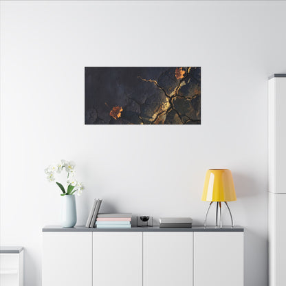 Cracked Earth Canvas Art | Autumn Dark Japandi Dark Texture Art