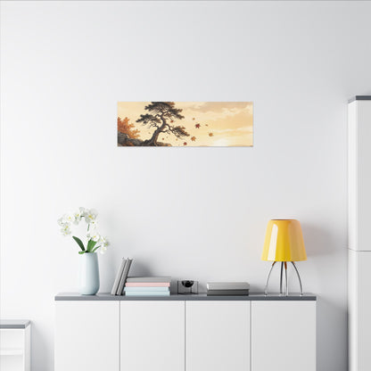 Pine Tree Autumn Canvas Art | Japandi Warm Design