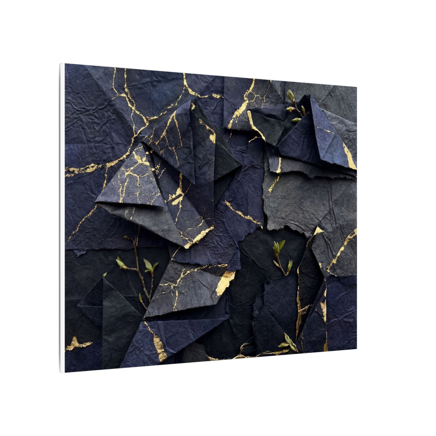 Beautiful Paper Fold Canvas Art - Crackle Gold Kintsugi
