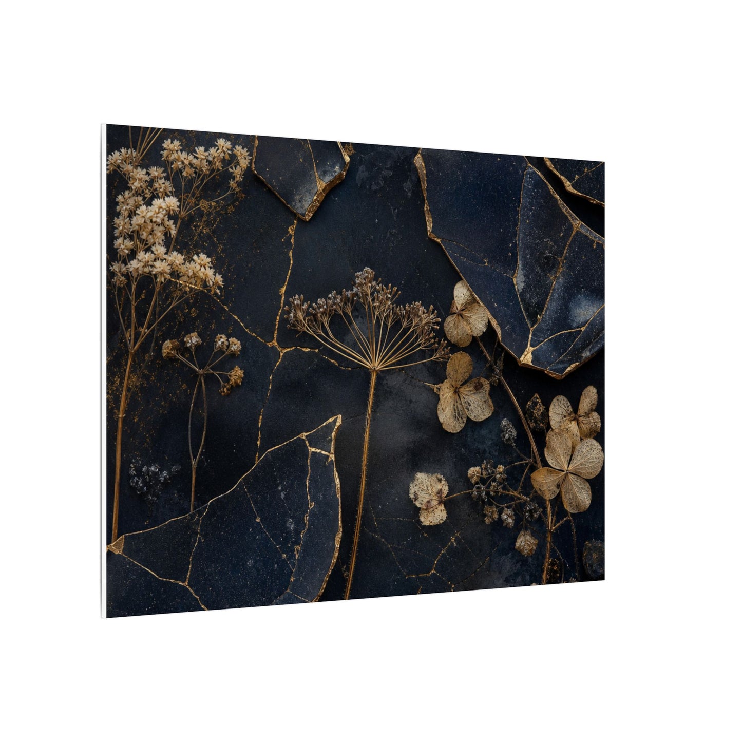 Philosophical Dried Flowers Canvas Art - Broken Beauty Kintsugi