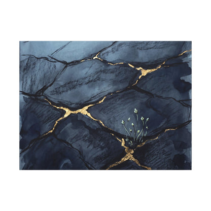 Mono No Aware Cracked Earth Canvas Art - Dark Japandi Charcoal Ink Art Print