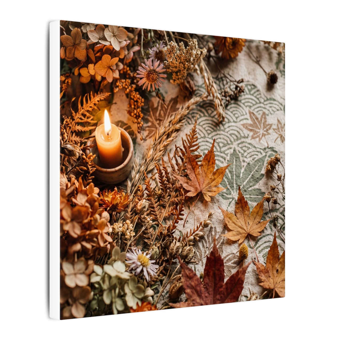 Candlelight Dried Flowers Canvas Art - Japandi Seijaku