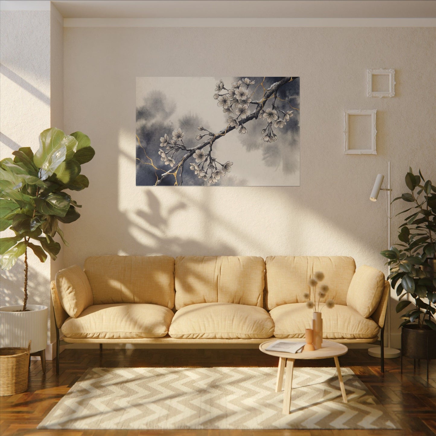Ma Cherry Blossom Canvas Art - Kintsugi Gold Vein