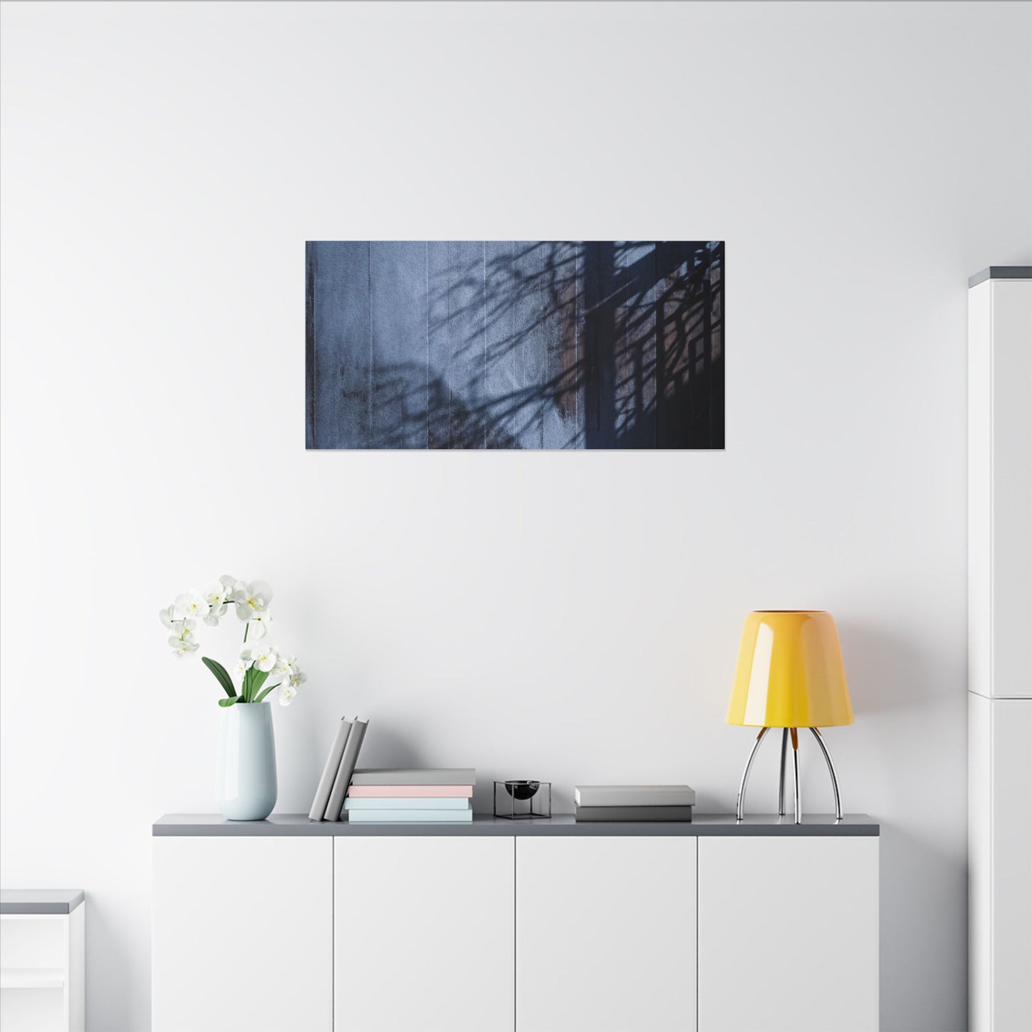 Shadow Play Moody Minimal Canvas Art | Moody Dark Japandi Art