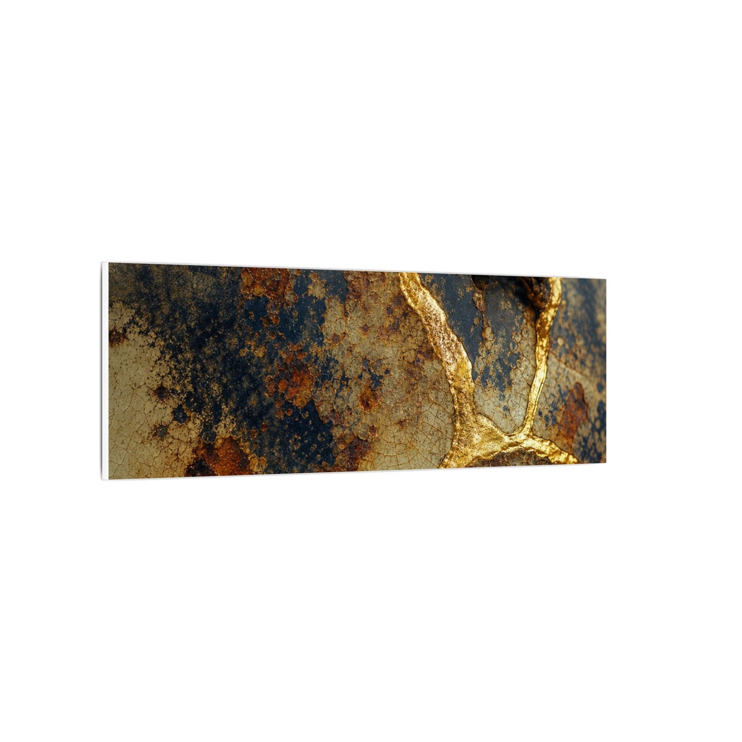 Datsuzoku Rust Patina Canvas Art - Kintsugi Crackle Gold
