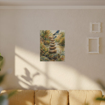 River Stones Summer Canvas Art | Japandi Cozy Design