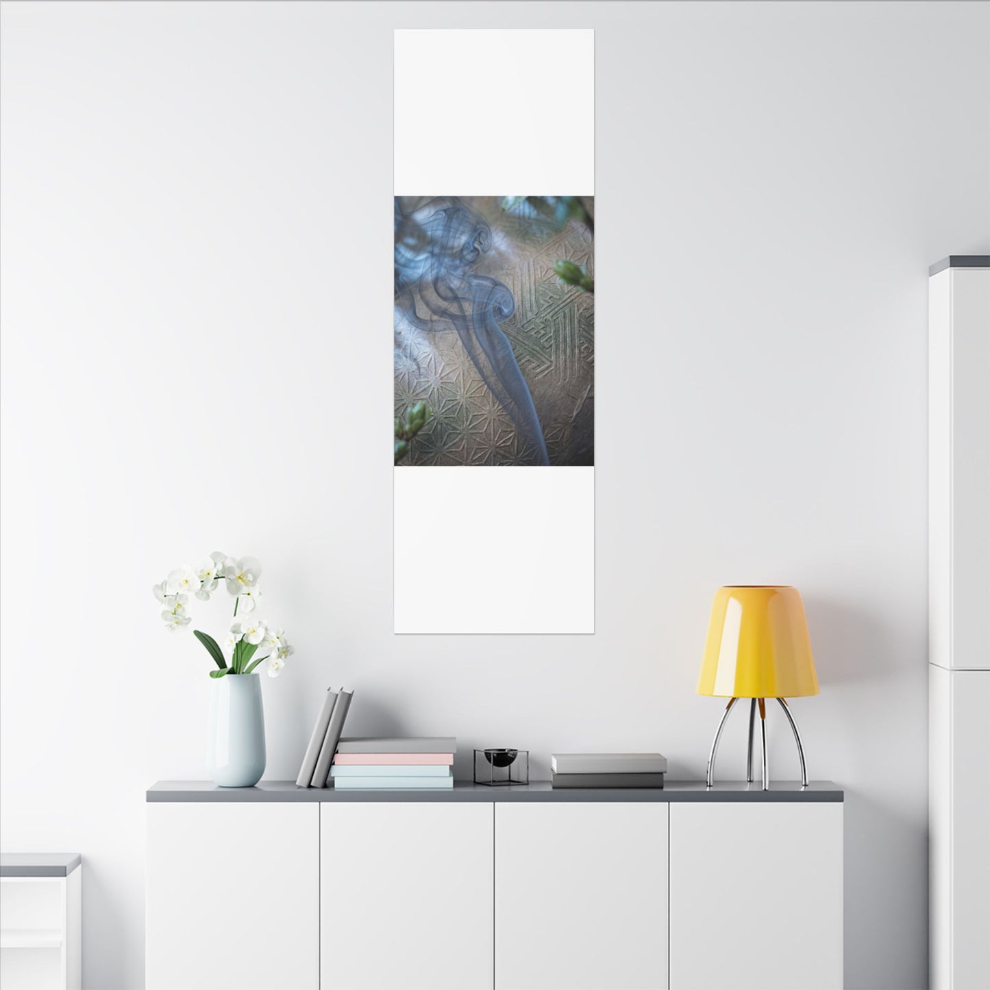 Spring Incense Smoke Japanese Pattern Canvas Art | Neutral Decor