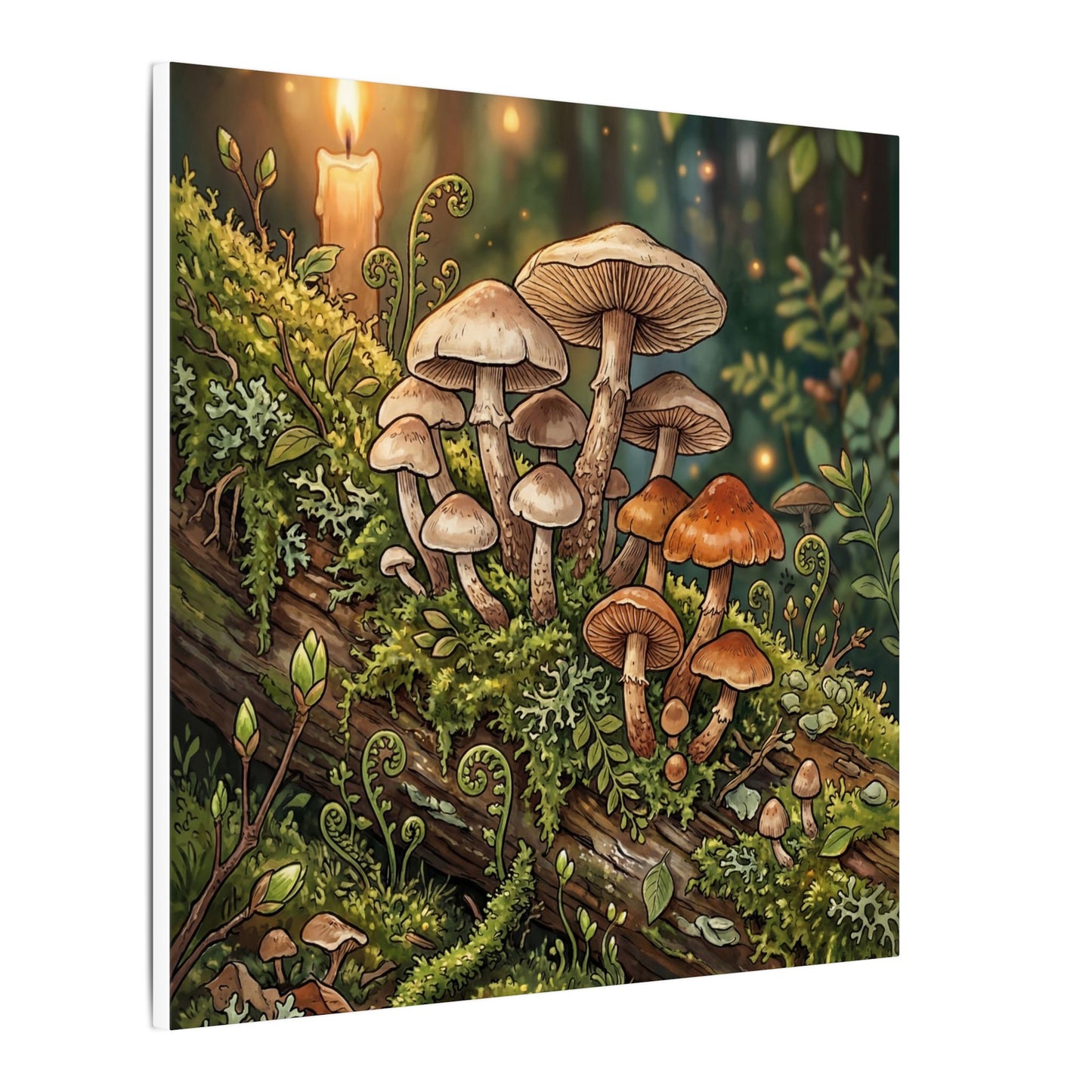 Spring Wild Mushrooms Herbarium Canvas Art | Rustic Decor