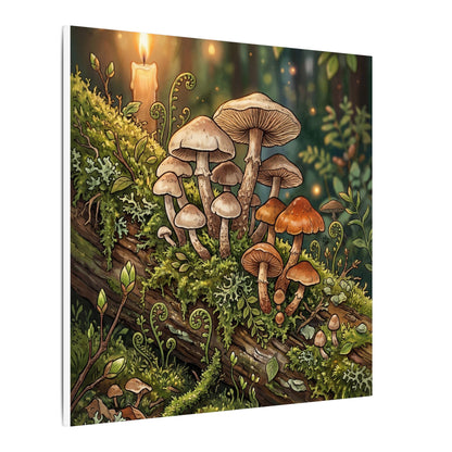 Spring Wild Mushrooms Herbarium Canvas Art | Rustic Decor