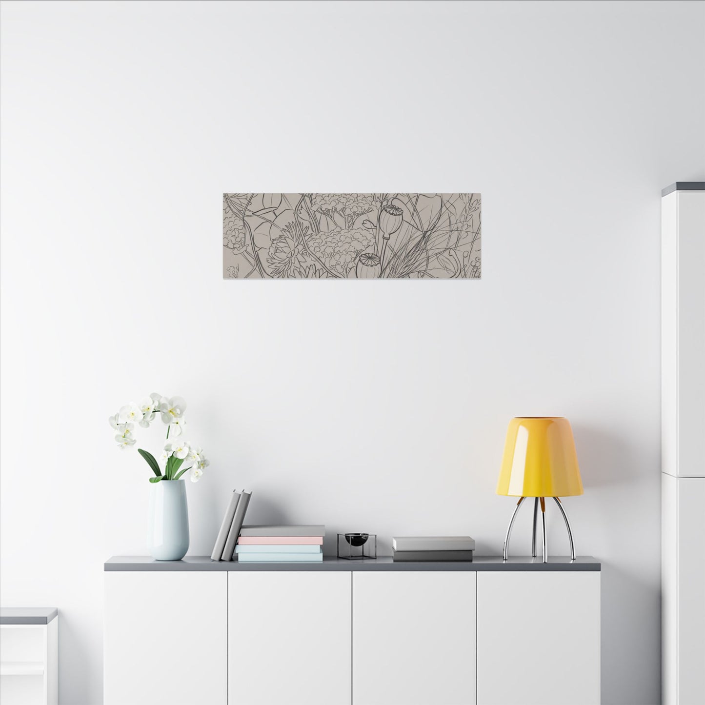 Summer Dried Flowers Minimal Line Canvas Art | Elegant Decor