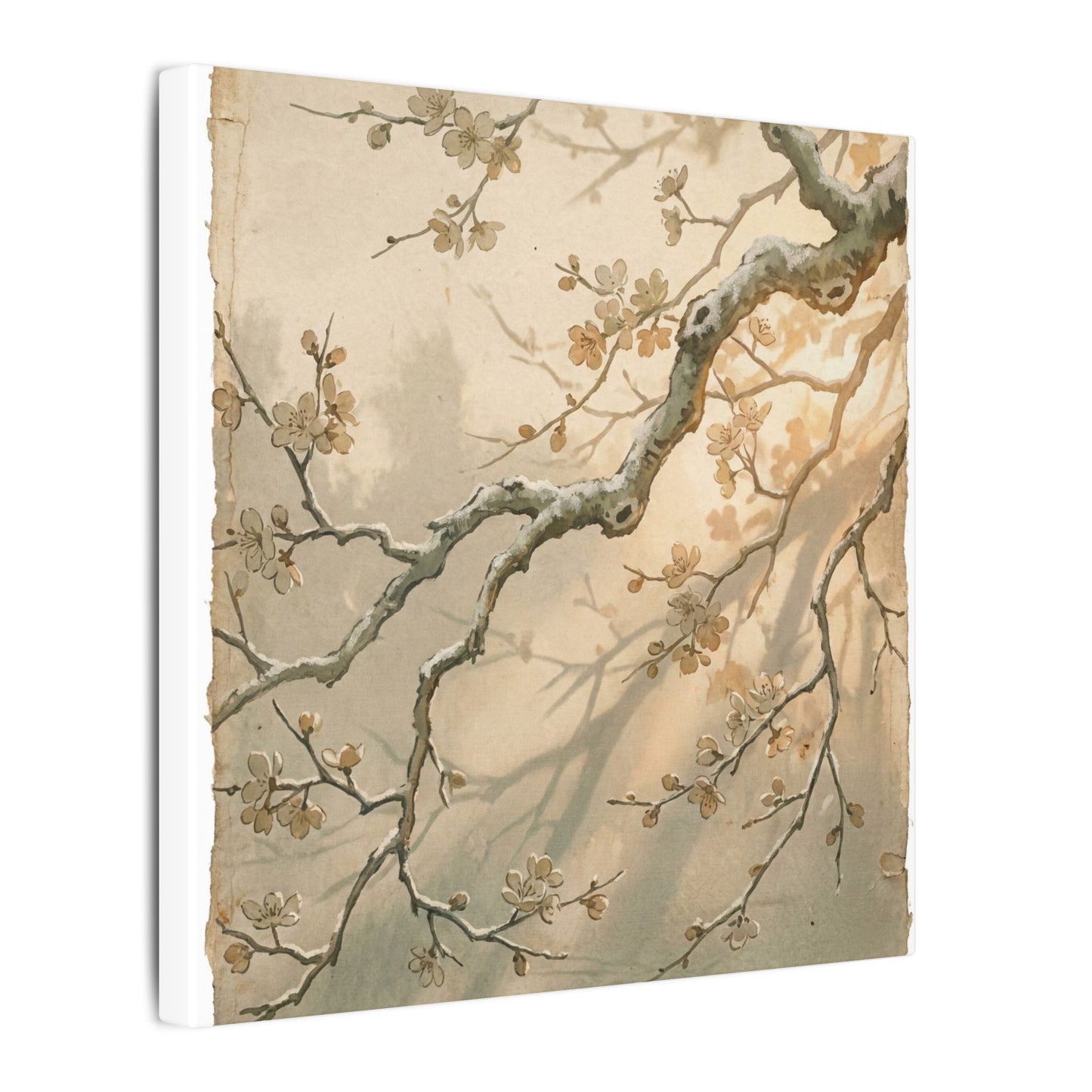 Cherry Blossom Canvas Art | Winter Japandi Japanese Pattern Art
