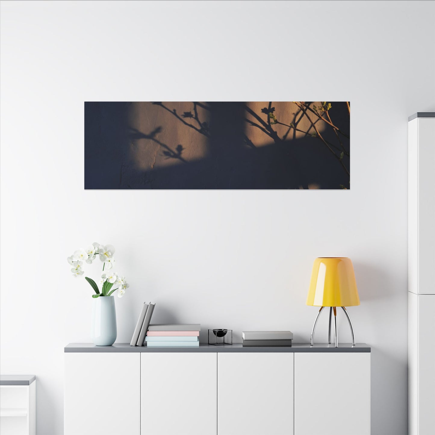 Shadow Play Canvas Art | Spring Dark Japandi Shadow Zen Art