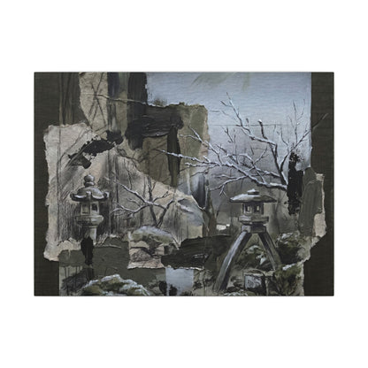 Winter Moonlit Garden Dark Texture Canvas Art | Moody Decor