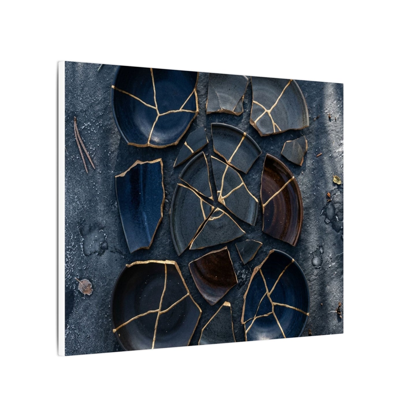 Dark Japandi Broken Pottery in Dappled | Shadow Zen Canvas Art