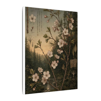 Spring Cherry Blossom Herbarium Canvas Art | Nostalgic Decor