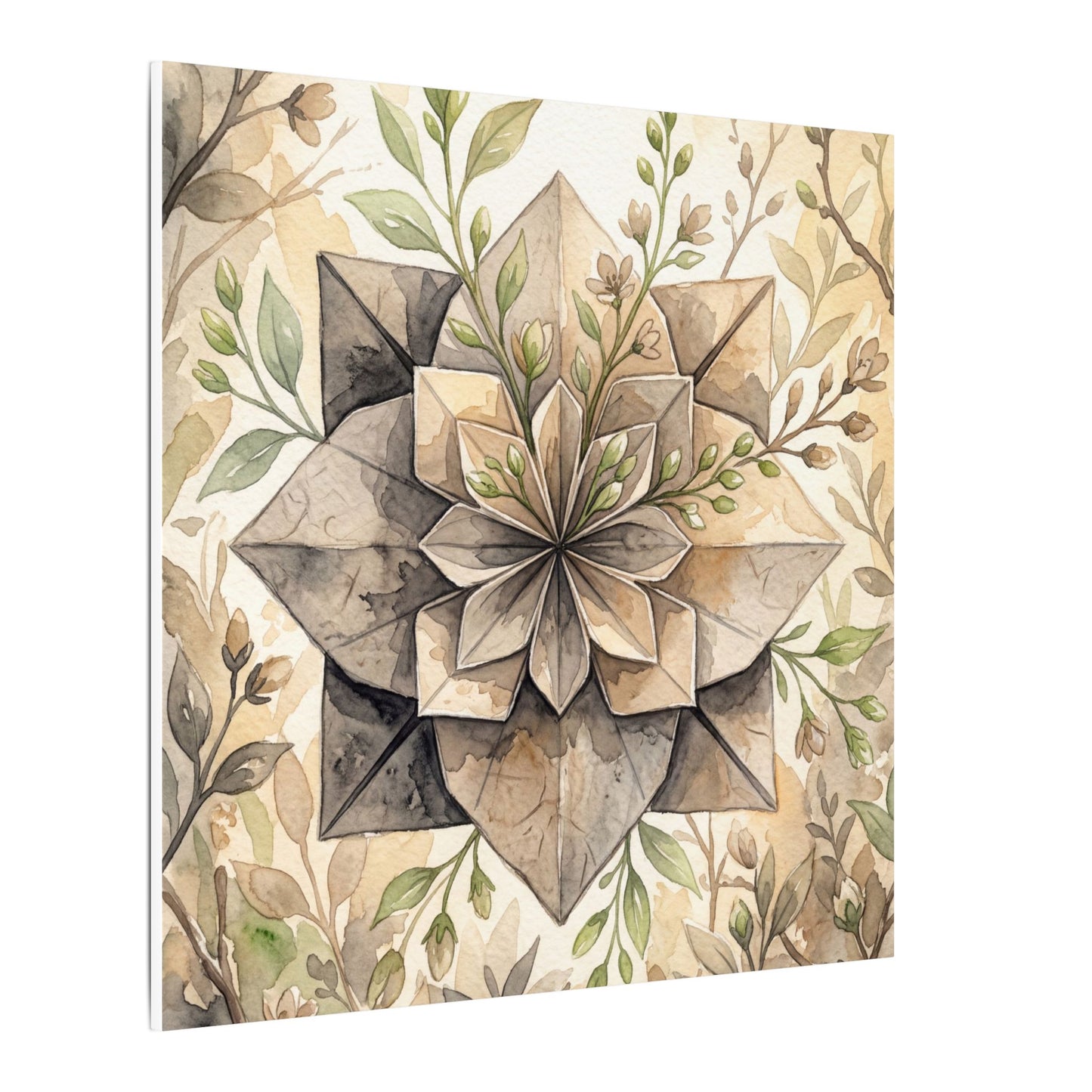 Warm Paper Fold Canvas Art - Watercolor Japandi