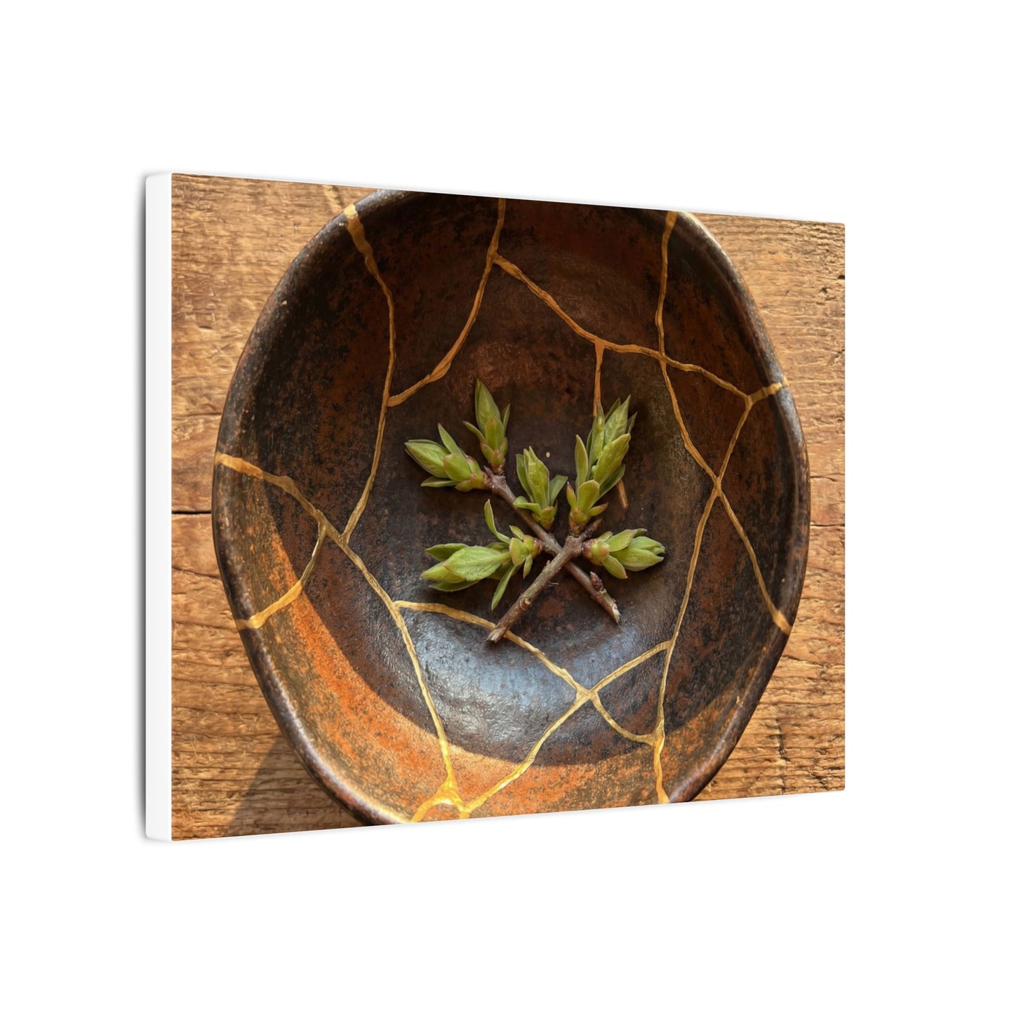 Ceramic Bowl Gold Repair Canvas Art | Resilient Kintsugi Art