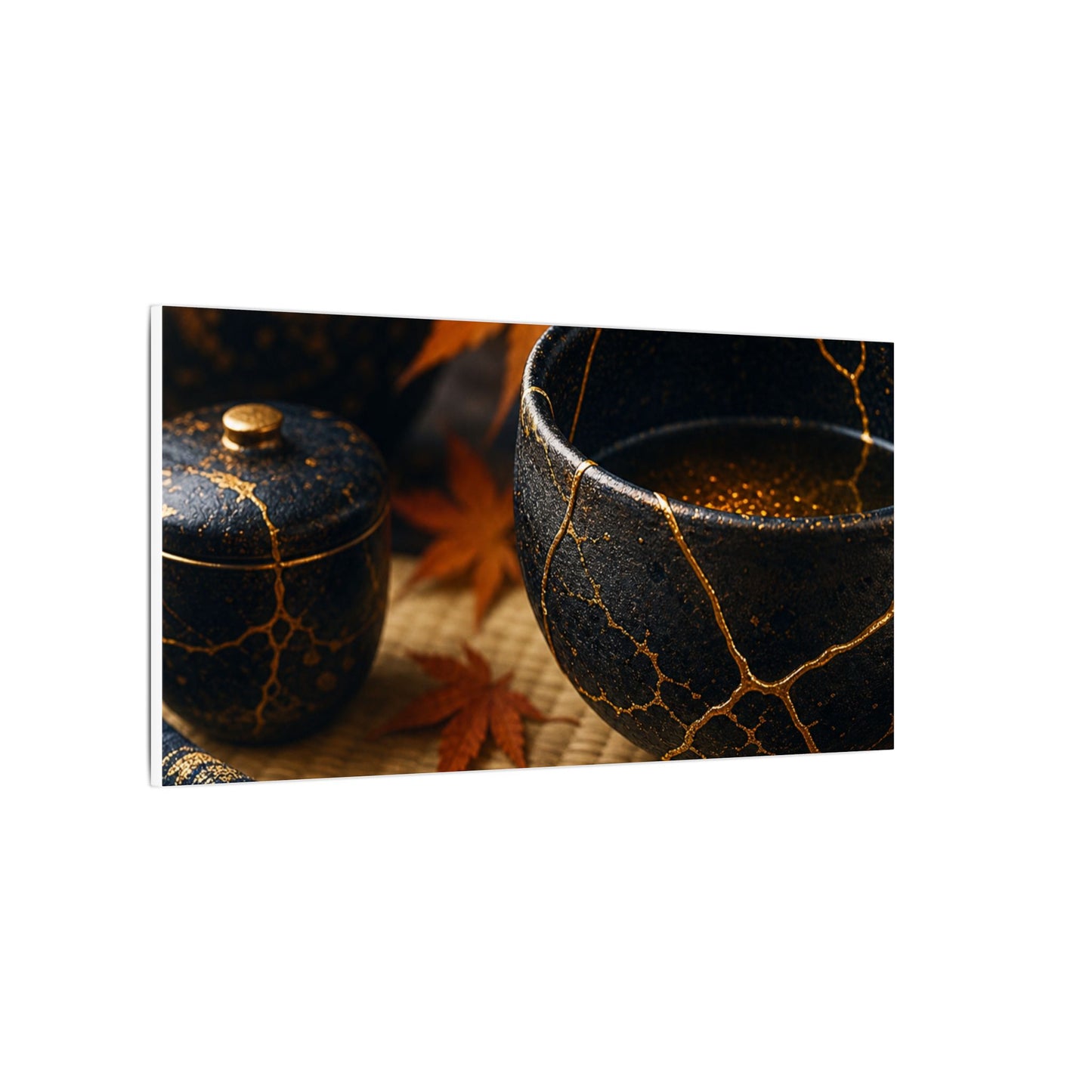 Seijaku Tea Ceremony Canvas Art - Kintsugi Gold Repair