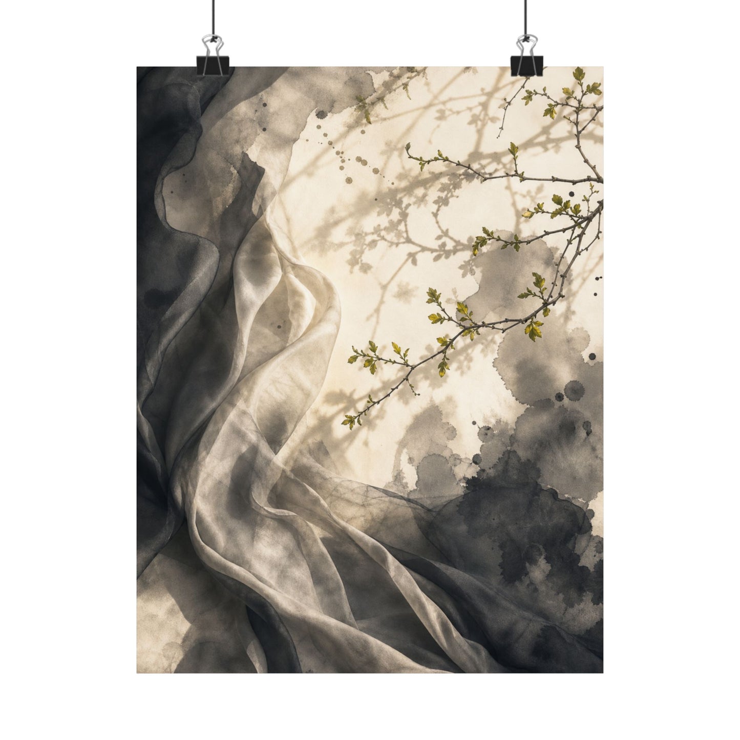 Silk Drape Spring Wall Art Print | Japandi Earthy Design