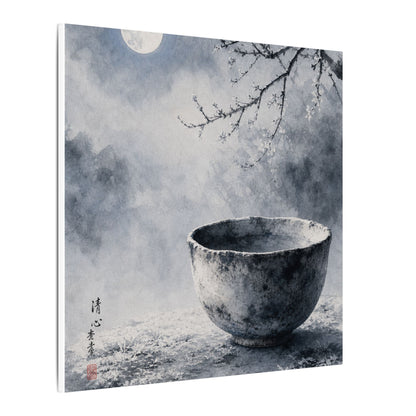 Seijaku Ceramic Bowl Canvas Art - Zen Sumi E