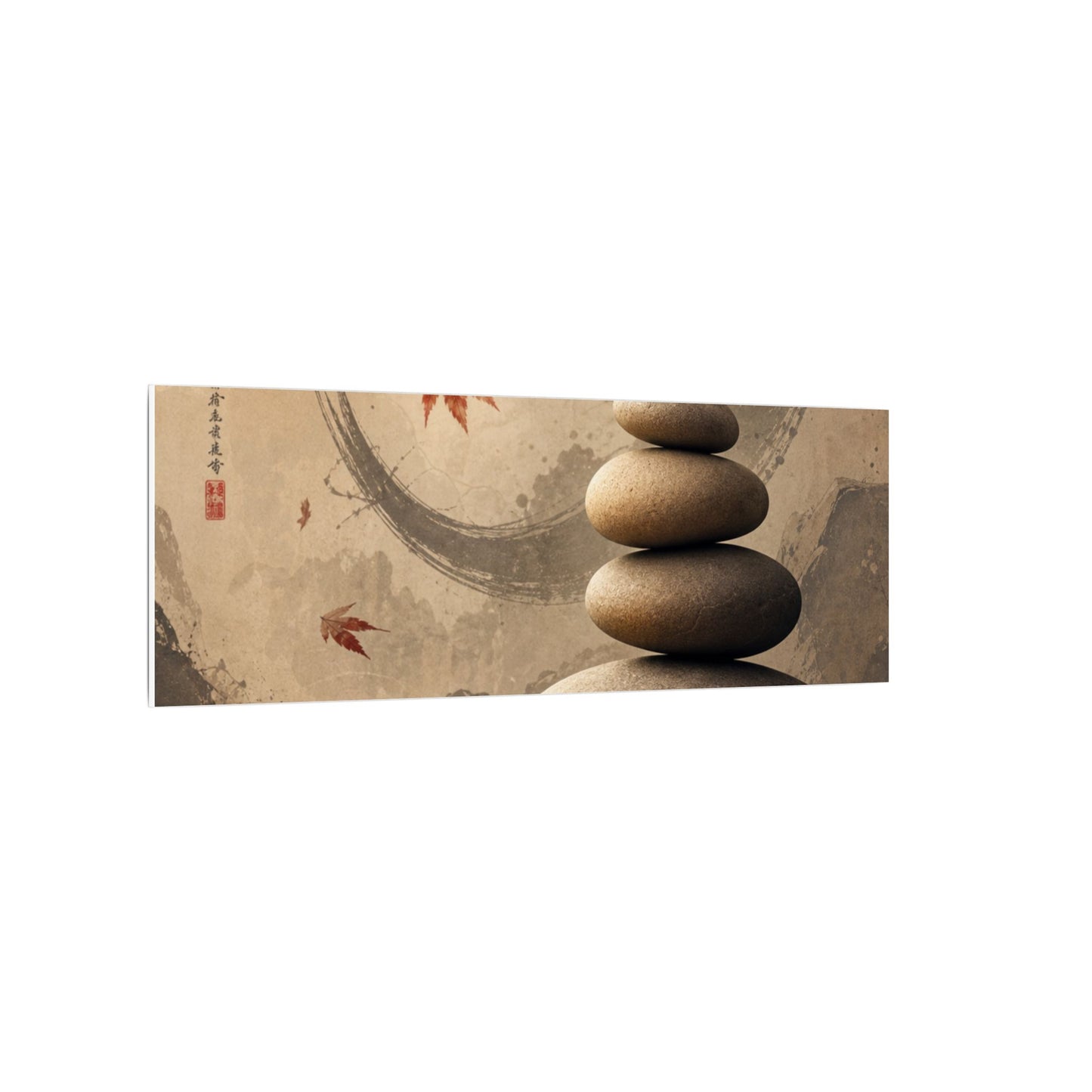 Japandi River Stones in Candlelight | Japanese Pattern Canvas Art