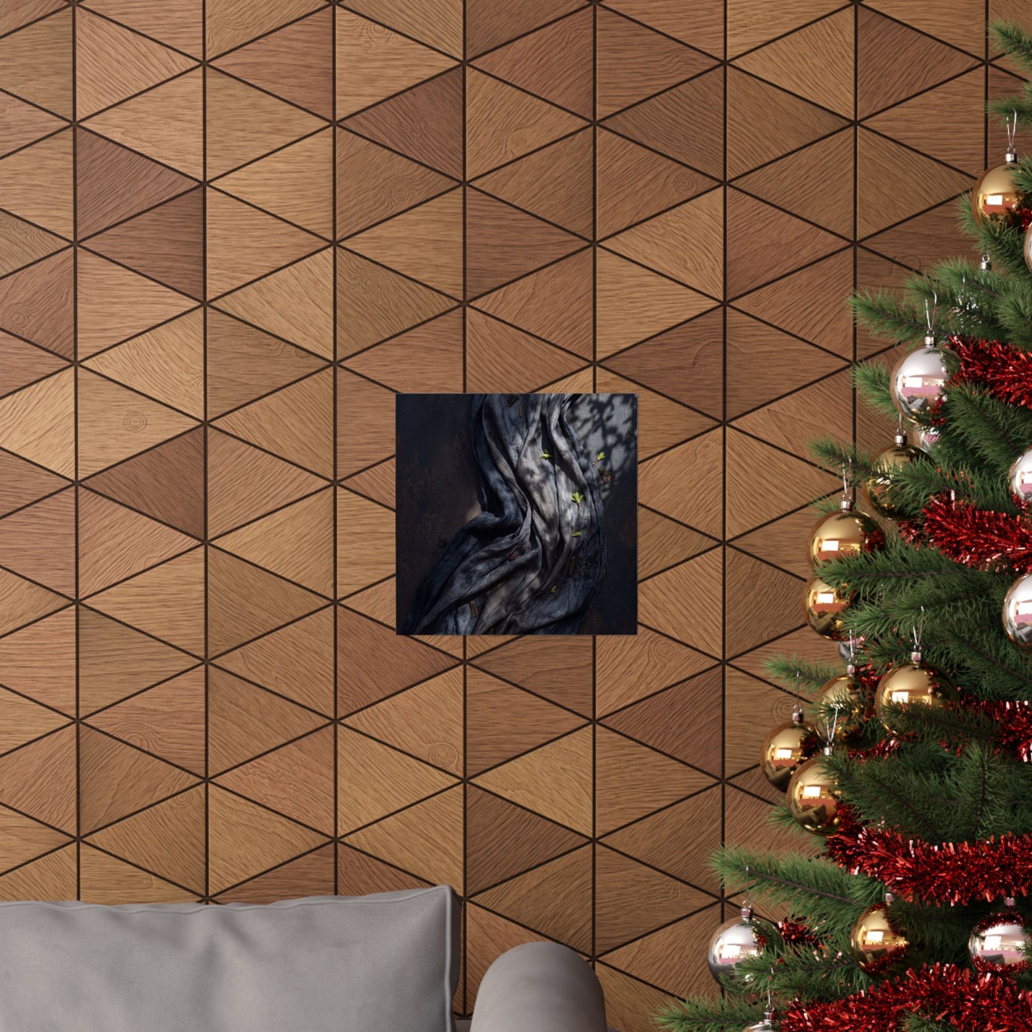 Dark Japandi Silk Drape in Dappled | Dark Texture Wall Art Print