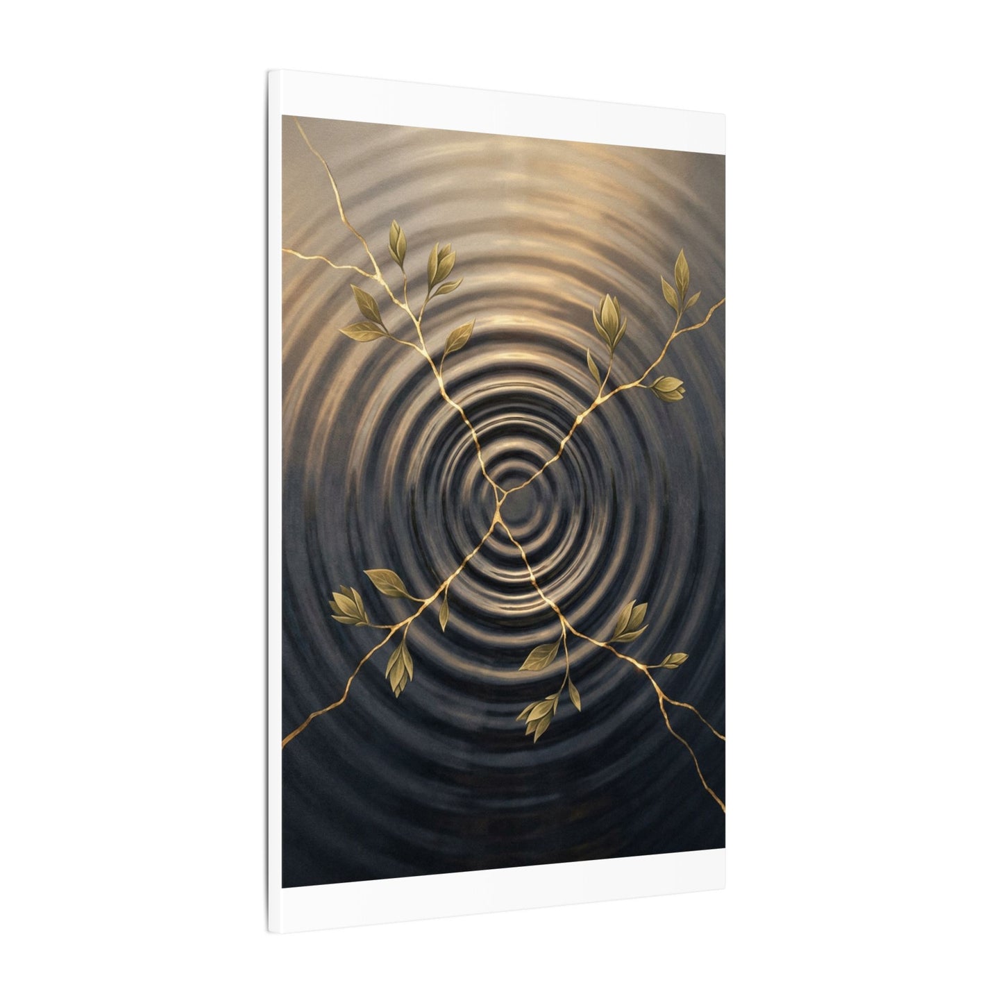 Kanso Water Ripple Canvas Art - Kintsugi Gold Vein