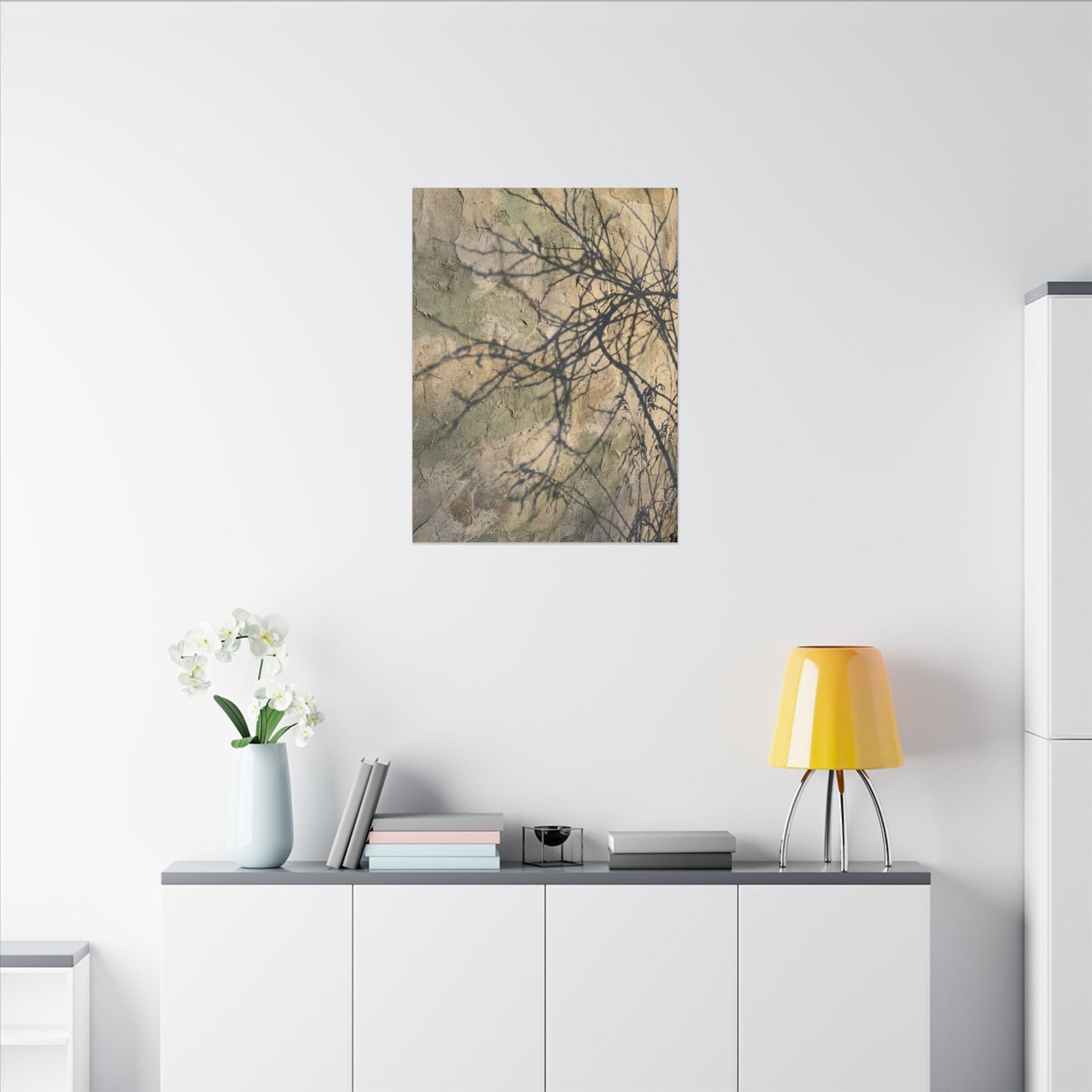 Japandi Shadow Play in Golden Hour | Texture Canvas Art
