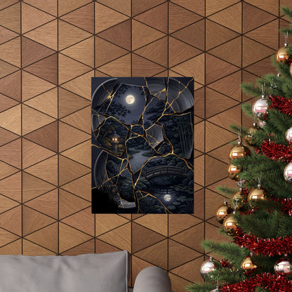 Summer Moonlit Garden Gold Repair Wall Art Print | Philosophical Decor
