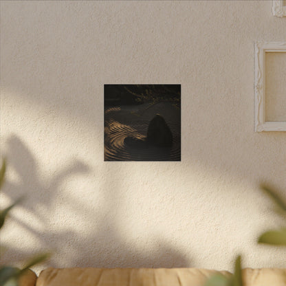 Ma Rock Garden Canvas Art - Dark Japandi Shadow Zen