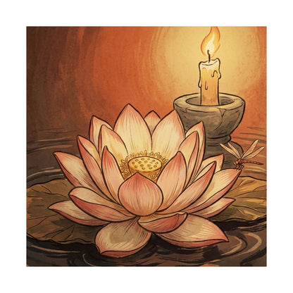 Summer Lotus Flower Ukiyo E Inspired Wall Art Print | Peaceful Decor
