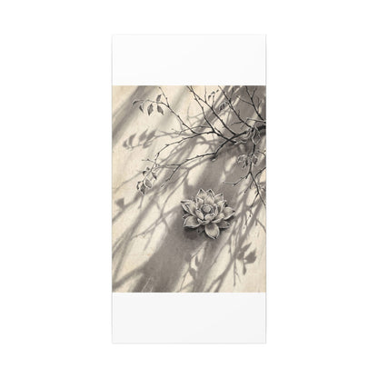 Winter Lotus Flower Sumi E Canvas Art | Contemplative Decor
