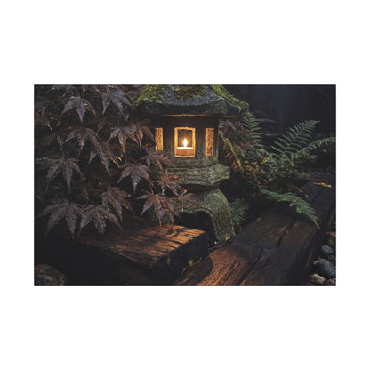 Moody Moonlit Garden Canvas Art - Shadow Zen Dark Japandi Art Print