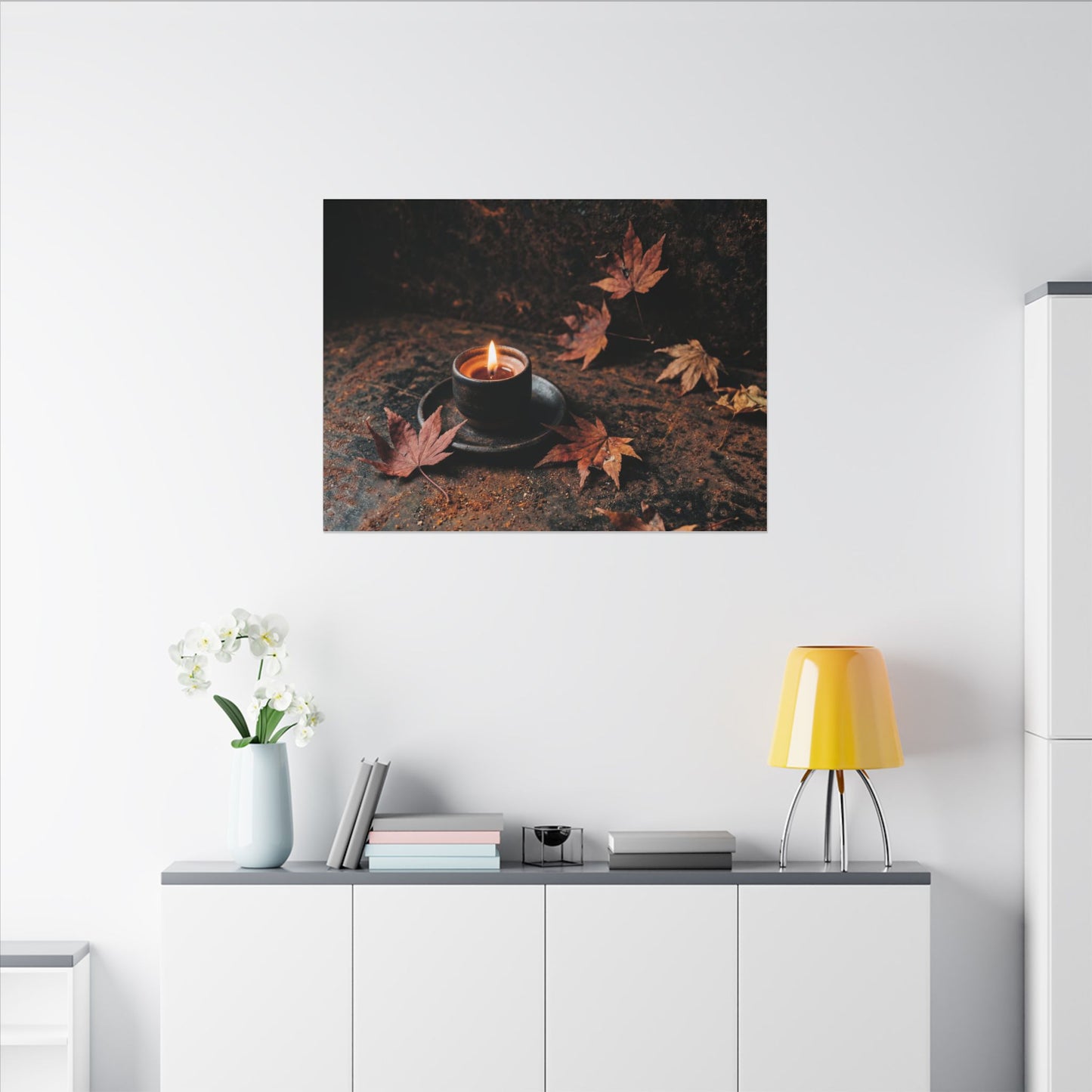 Dark Japandi Rust Patina in Candlelight | Shadow Zen Canvas Art