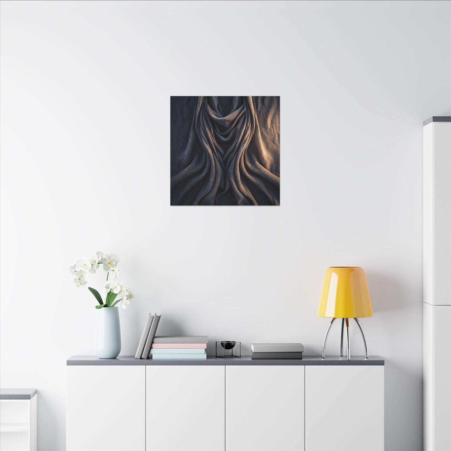 Moody Silk Drape Canvas Art - Shadow Zen Dark Japandi