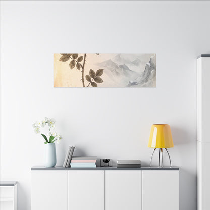 Winter Mountain Mist Herbarium Canvas Art | Earthy Decor