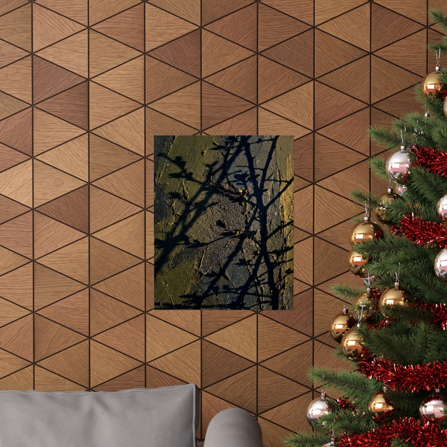 Golden Hour Shadow Play Wall Art Print - Dark Japandi Kanso