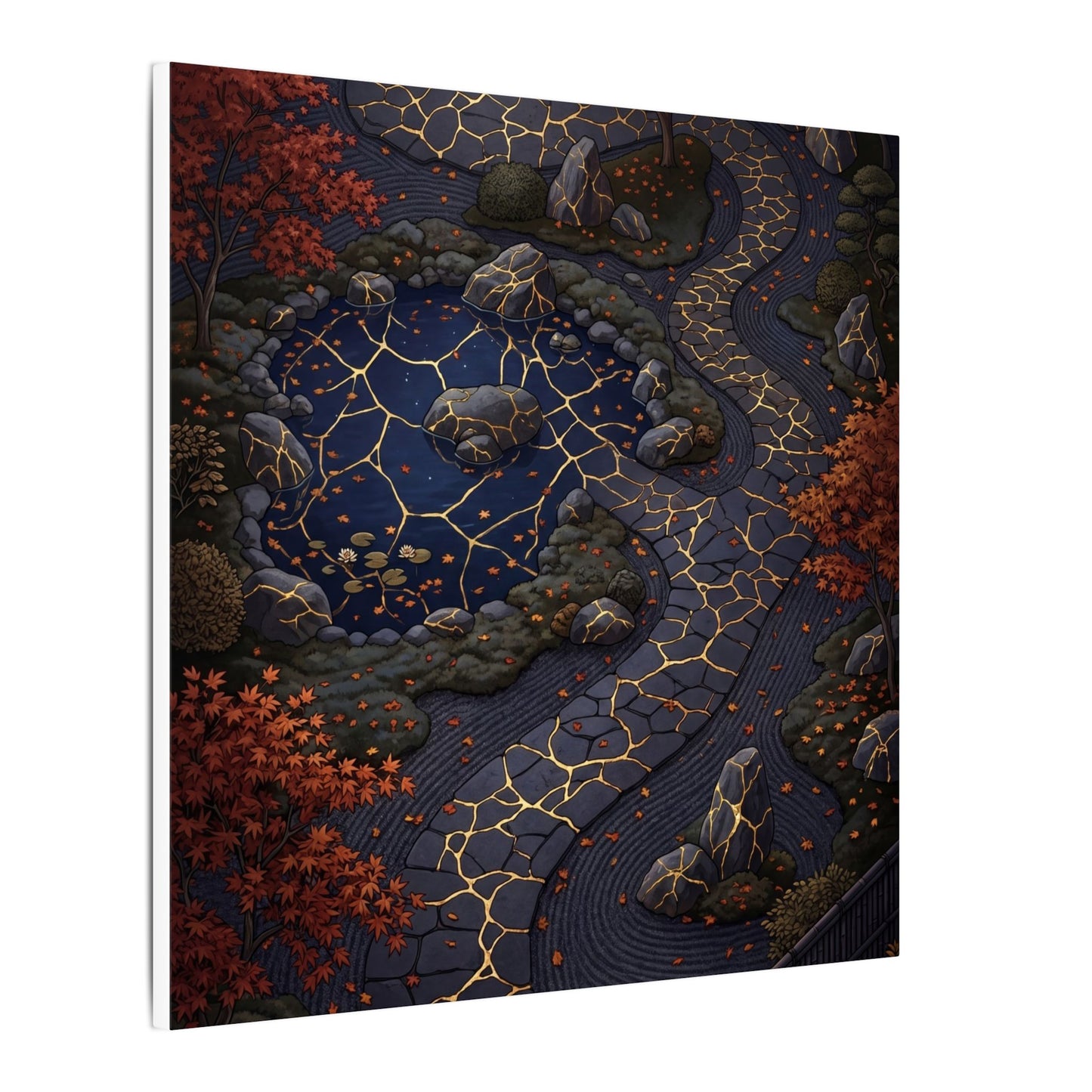 Moonlit Garden Gold Vein Canvas Art | Resilient Kintsugi Art