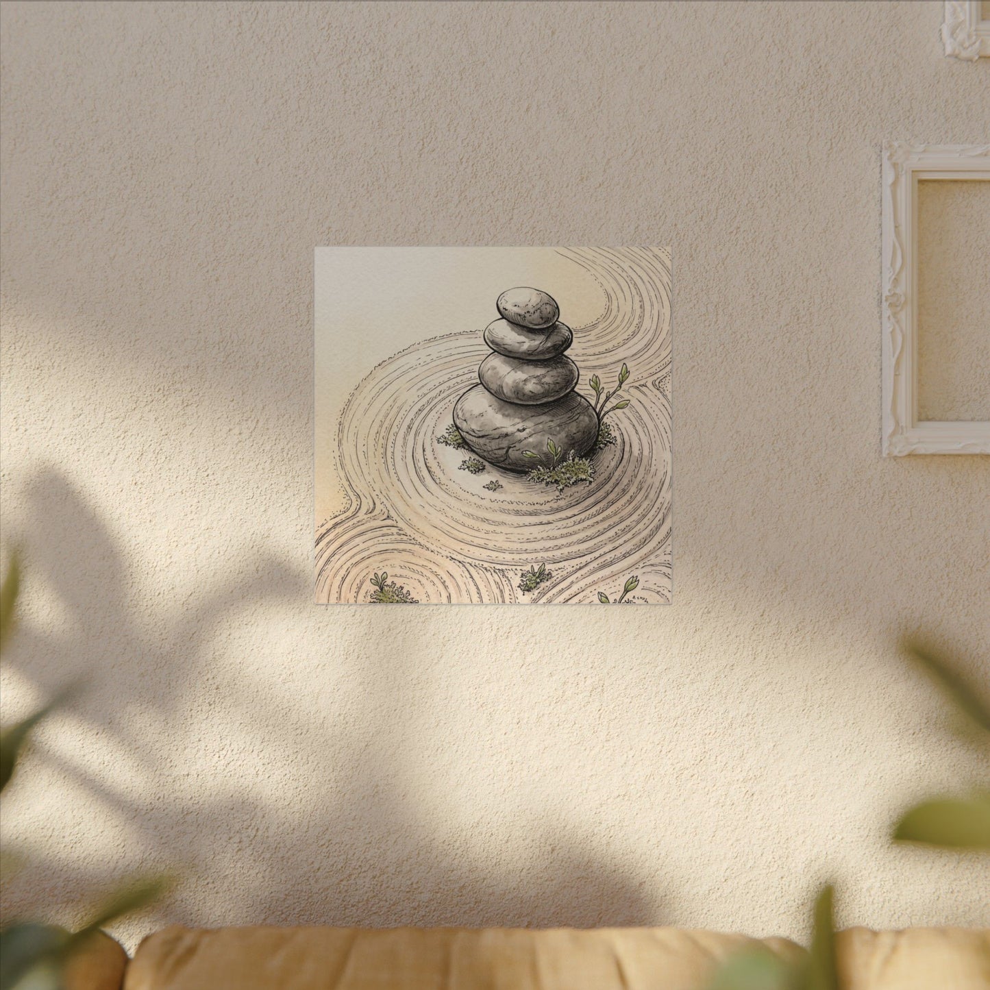 River Stones Spring Canvas Art | Zen Serene Design