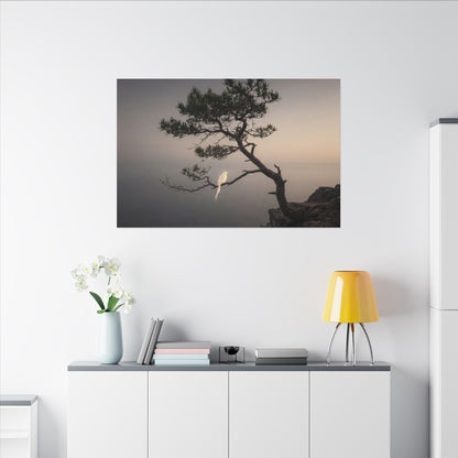 Dawn Pine Tree Canvas Art - Dark Japandi Datsuzoku